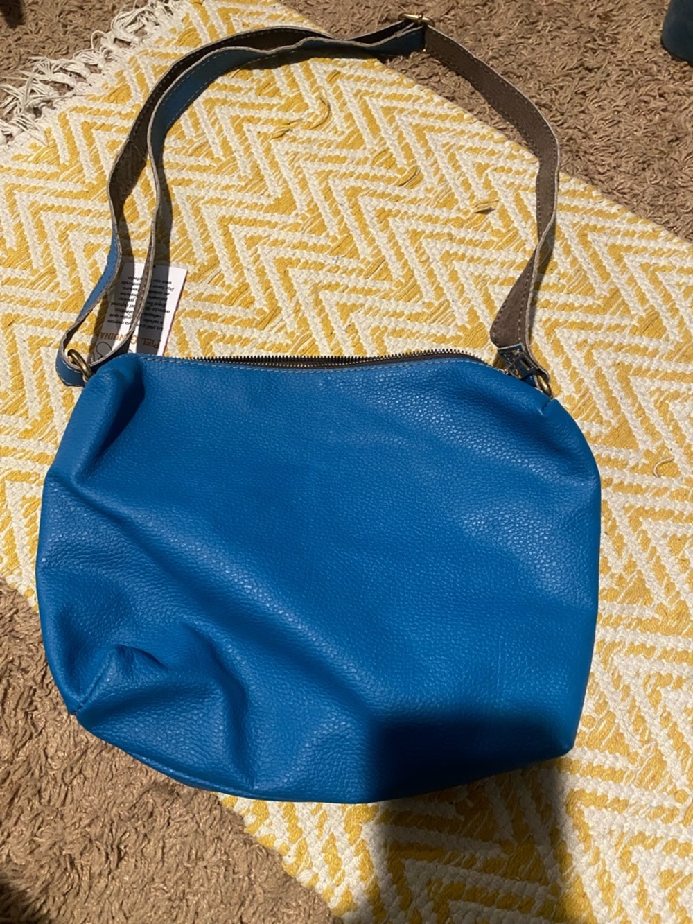 NWT Cobalt Blue Leather Shoulder Bag with Adjustable Strap